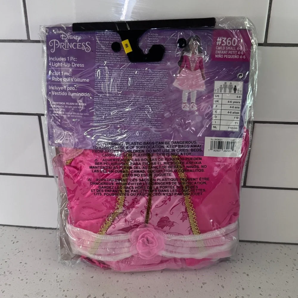 Disney Princess Sleeping Beauty Aurora Light-Up Costume Dress Pink Child 4-6